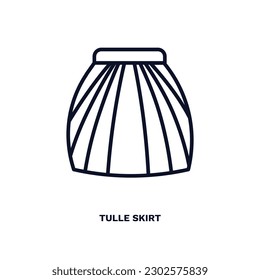 tulle skirt icon. Thin line tulle skirt icon from clothes and outfit collection. Outline vector isolated on white background. Editable tulle skirt symbol can be used web and mobile