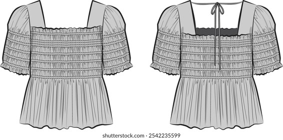 A tulle square neck blouse