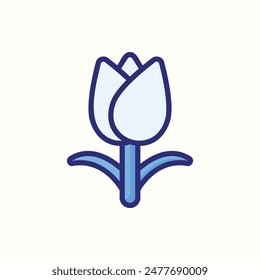 tullip icon, isolated blue outline icon