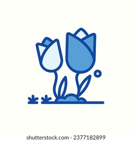 icono azul tullips, icono aislado en fondo claro, perfecto para sitio web, blog, logo, diseño gráfico, medios sociales, UI, aplicación móvil
