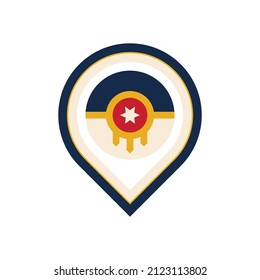 icono del pin del mapa de la ciudad de tulsa. aislado en fondo blanco