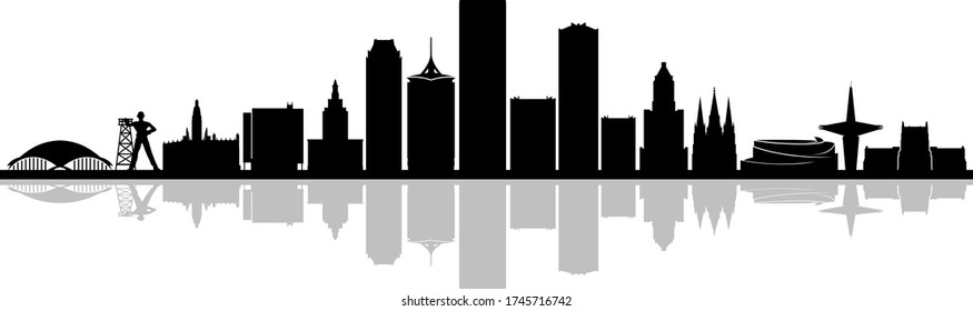 Vector de paisaje urbano de la ciudad de TULSA Oklahoma Skyline Silhouette