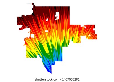 Tulsa city (United States of America, USA, U.S., US, United States cities, usa city)- map is designed rainbow abstract colorful pattern, City of Tulsa map made of color explosion,