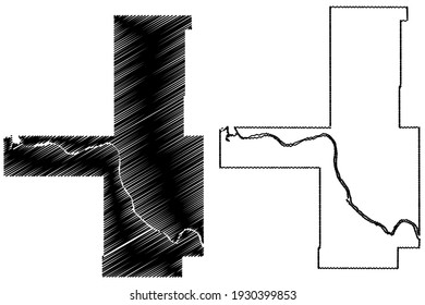 Condado de Tulsa, estado de Oklahoma (condado de los EE.UU., Estados Unidos de América) mapa de ilustración vectorial, dibujo garabato mapa de Tulsa