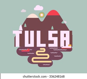 Tulsa destination brand logo. vector cartoon