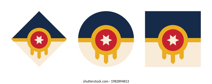 Tulsa flag icon set isolated on white background
