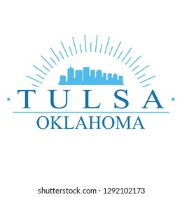 Tulsa Oklahoma. Banner Design. City Skyline. Silhouette Vector. Famous Monuments.