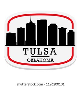 Tulsa Oklahoma Label Stamp Icon Skyline City Design Tourism.