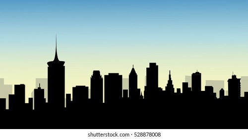 Tulsa Oklahoma Morning Skyline - Vector