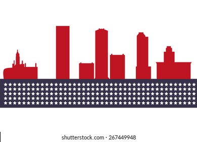 Tulsa, Oklahoma skyline. Detailed vector silhouette