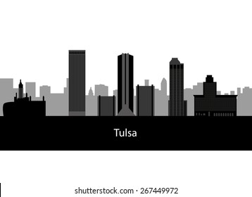 Tulsa, Oklahoma skyline. Detailed vector silhouette