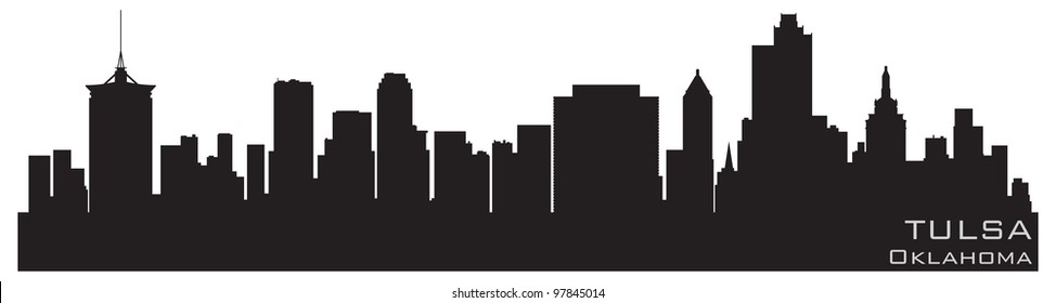 Tulsa, Oklahoma skyline. Detailed vector silhouette