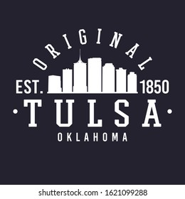 Tulsa Oklahoma Skyline Original. Logotype Sports College University. Illustration Design Vector. 
