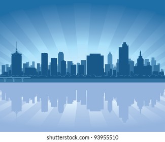 Tulsa, Oklahoma skyline with reflection in water