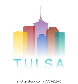 Tulsa Oklahoma USA Icon Silhouette Gradient Design City Vector Art