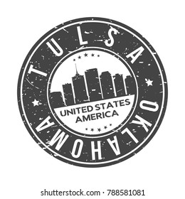 Tulsa Oklahoma USA Stamp. Logo Icon Symbol Design Skyline City Vector.