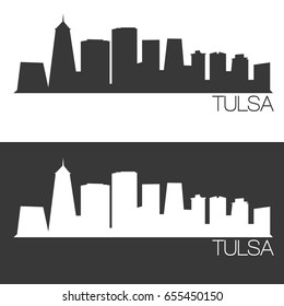 Tulsa Skyline Silhouette Abstract Design City Vector Art