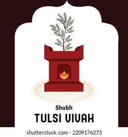 Tulsi vivah tulsi puja indian festival celebration vector design