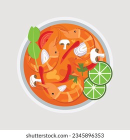 Tum Yum Kung thai spicy soup food asian food vector illustration