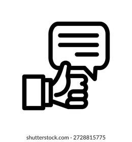 Tumb und Sprache Blase Umriss Symbol Vektordesign gut für Web oder mobile App