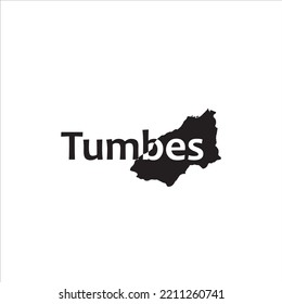 Tumbes map and black lettering design on white background
