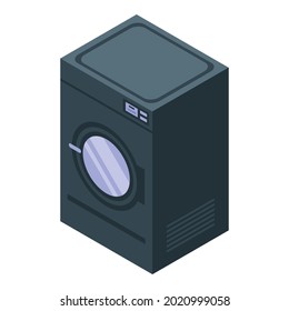 Icono de secador de tambor. Isometric, icono vectorial de secadora de tambor para diseño web aislado en fondo blanco