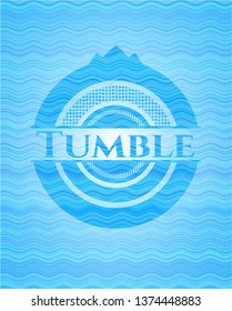 Tumble sky blue water wave badge.