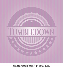 Tumbledown pink emblem. Retro. Vector Illustration. Detailed.