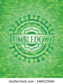 Tumbledown realistic green mosaic emblem. Vector Illustration. Detailed.