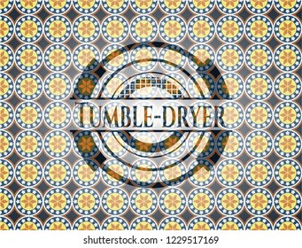 Tumble-dryer arabic emblem background. Arabesque decoration.