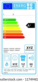 Tumbledryer gaz new energy rating graph label in vector.