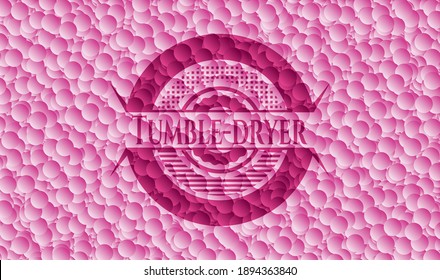 Tarjeta de insignia rosa con fondo de burbujas. Ilustración vectorial. Detallado. 