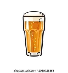 Tumbler beer glass. Hand drawn vector illustration isolated on white background.	