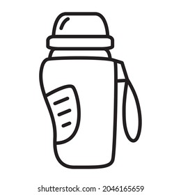 Tumbler with cover.Thermo mug.Cup for hot drinks. Zero waste durable and reusable thermo bottle.Outline vector illustration.Isolated on white background.