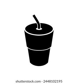 Tumbler drink icon vector design. Black tumbler icon in trendy silhouette style design on white background.