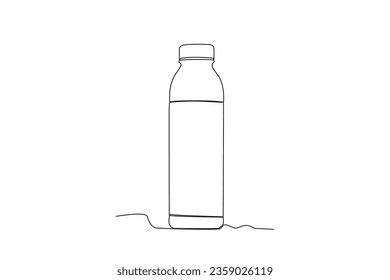 Un vaso lleno de agua. Dibujo de una línea Tumbler