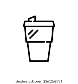 Tumbler for hot drinks. Reusable environmental conservation drink cup. Pixel perfect, editable stroke icon