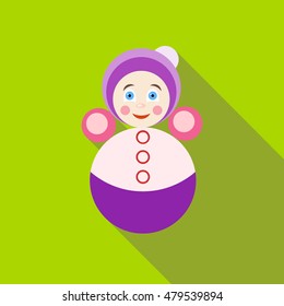 Tumbler icon in flat style with long shadow. Toy symbol vector illustration