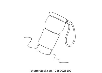 A tumbler lid with a strap. Tumbler one-line drawing
