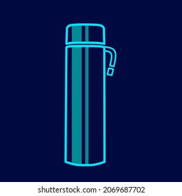 Tumbler mug vector line neon art potrait logo colorful design with dark background. Abstract graphic illustration. Isolated black background for t-shirt, poster, clothing, merch