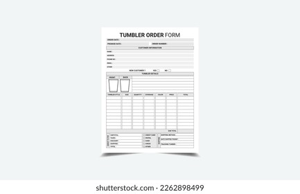 Tumbler order form log book kdp interior