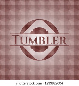Tumbler red badge with geometric pattern background. Seamless.
