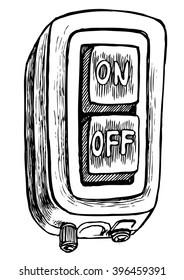 A tumbler switch - hand drawn vector illustration, isolated on white