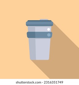 Tumbler thermo cup icon flat vector. Reusable coffee. Thermal water