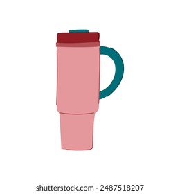 tumbler thermos cup cartoon. mug travel, tea hand, thermal water tumbler thermos cup sign. isolated symbol vector illustration