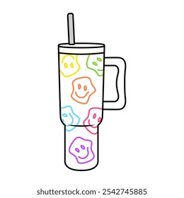 Tumblers cartoon. Tumblers line art cartoon, digital art illustration.