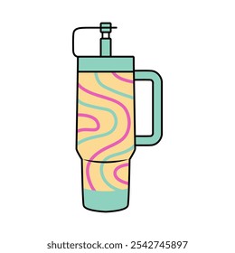 Tumblers cartoon. Tumblers line art cartoon, digital art illustration.