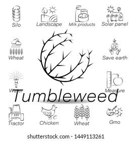 tumbleweed hand draw icon. Element of farming illustration icons. Signs and symbols can be used for web, logo, mobile app, UI, UX