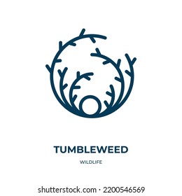 Tumbleweed icon. Linear vector illustration from wildlife collection. Outline tumbleweed icon vector. Thin line symbol for use on web and mobile apps, logo, print media.