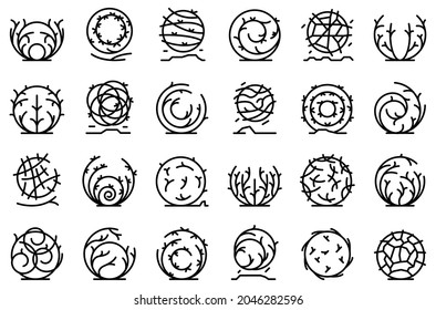 Tumbleweed icons set outline vector. Western dead. Weed ball